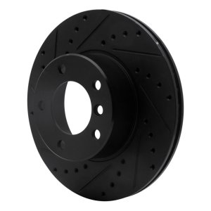 BMW 528i Brake Rotor (1) - Front Left - R1 Concepts - Drilled & Slotted - Black - `96-`03
